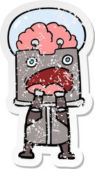 distressed sticker of a cartoon robot