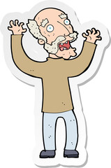 sticker of a cartoon terrified old man