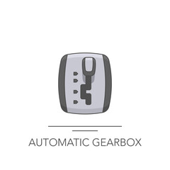 Automatic gearbox icon. Outline colorful icon of gearbox on white. Vector illustration