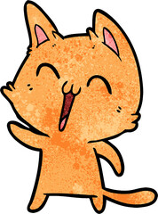 happy cartoon cat meowing
