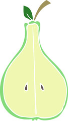 flat color illustration of half pear