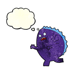 cartoon monster with thought bubble