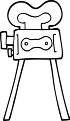 black and white cartoon film camera