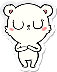 sticker of a peaceful cartoon polar bear