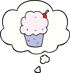 cartoon cupcake with thought bubble