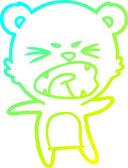 cold gradient line drawing of a angry cartoon bear