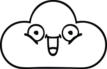 line drawing cartoon of a white cloud