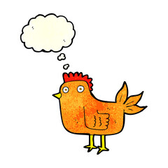 cartoon hen with thought bubble