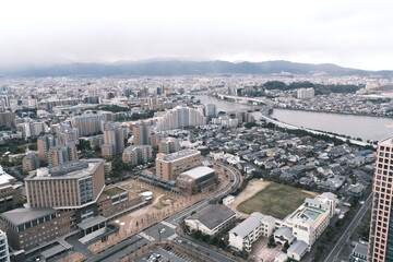 Fototapeta na wymiar 福岡市　上空からの風景　2023　FUKUOKA　CITY
