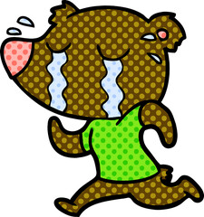 cartoon crying bear running