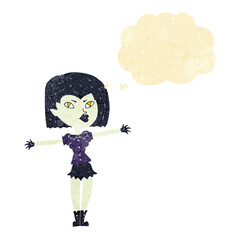cartoon vampire girl with thought bubble