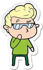 sticker of a cartoon cool guy