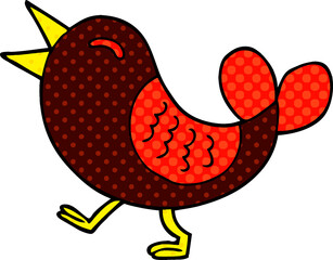 cartoon doodle red bird