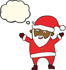 cartoon santa claus with thought bubble