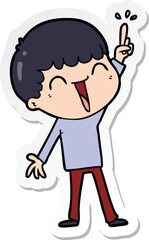 sticker of a cartoon happy man