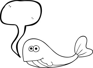 freehand drawn speech bubble cartoon whale