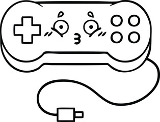 line drawing cartoon of a game controller