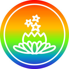 magical flower circular icon with rainbow gradient finish