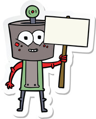 sticker of a happy cartoon robot