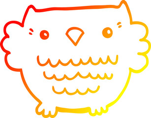 warm gradient line drawing of a cartoon owl