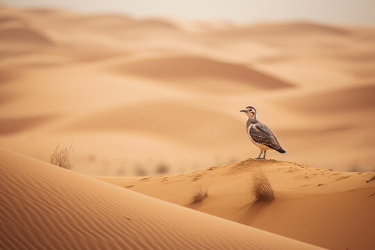 little bird chick in the sand desert generative ai