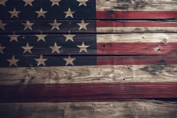 USA flag on dark wooden background. Generative AI