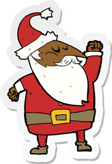sticker of a cartoon santa claus punching air