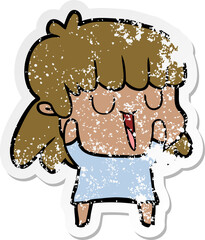 distressed sticker of a cartoon woman