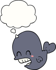 cartoon whale with thought bubble