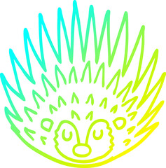 cold gradient line drawing of a cartoon spiky hedgehog