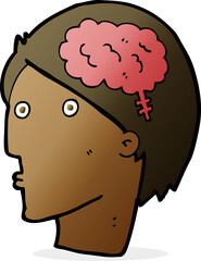 cartoon man with brain symbol
