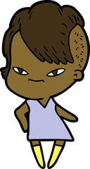 cute cartoon girl with hipster haircut