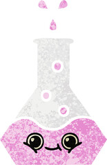 retro illustration style cartoon of a science beaker