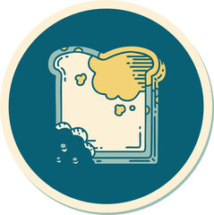 sticker of tattoo in traditional style of a mouldy bread