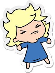sticker cartoon illustration of a cute kawaii girl