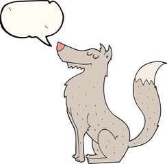 freehand drawn speech bubble cartoon wolf