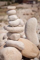 Fototapeta na wymiar Stack of white stones. Pile of stones