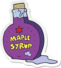 sticker of a cartoon maple syrup bottle