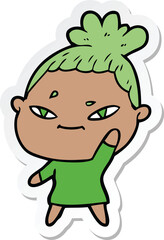 sticker of a cartoon woman