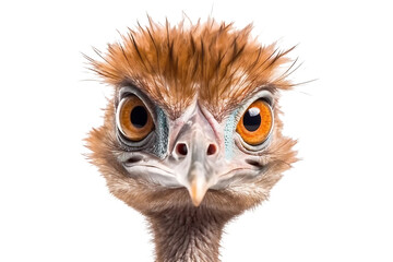 close up of an ostrich isolated on transparent background. genarative ai