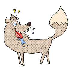 freehand drawn cartoon wolf