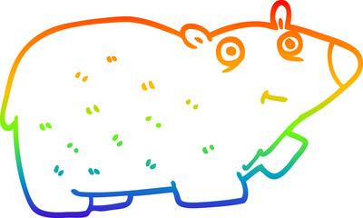 rainbow gradient line drawing of a cartoon polar bear