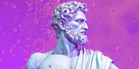 Masculine and handsome man in the style of ancient statue. Beautiful illustration picture. Generative AI