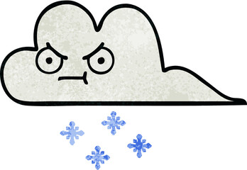 retro grunge texture cartoon of a snow cloud