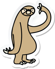 sticker of a quirky hand drawn cartoon sloth