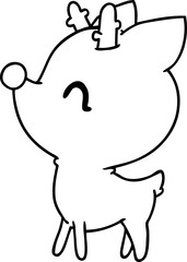 line drawing illustration of  kawaii cute deer