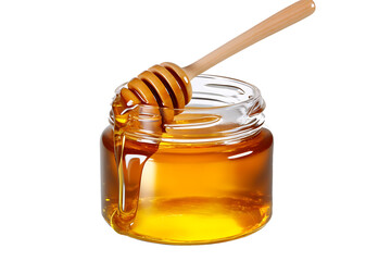 Fototapeta na wymiar jar of honey isolated on transparent background. genarative ai