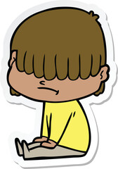 sticker of a cartoon boy with untidy hair