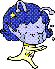 cartoon crying alien girl