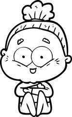 cartoon happy old woman